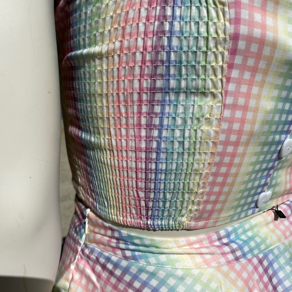 Voodoo Vixen Pastel Gingham Sleeveless Top/Skirt Set - Picture 7 of 10